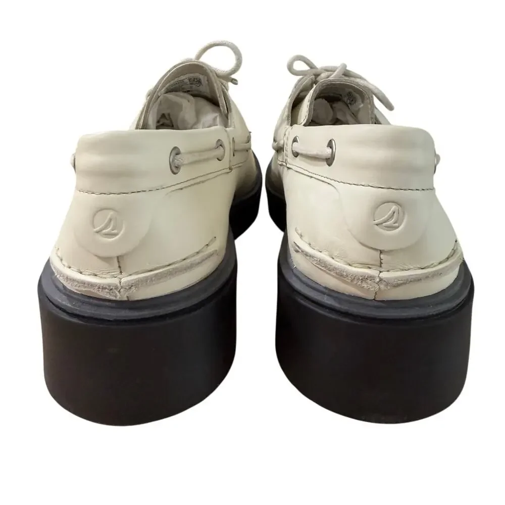 NEW Sperry Women's Bayside Leather Boat Shoe White Size 10M
